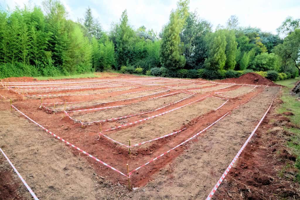 Dolomite lime and organic matter added to the market garden